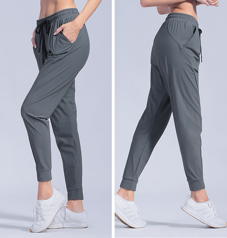 Sweatpants women's loose-fitting stretch pants with tied feet gym running pants