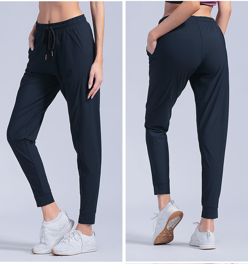 Sweatpants women's loose-fitting stretch pants with tied feet gym running pants