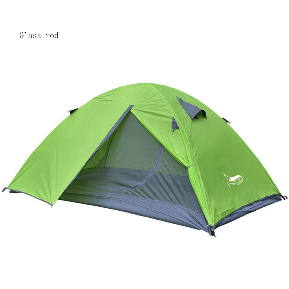 Lightweight Camping Tent Double Layer Fiberglass 2 Person Waterproof Portable Travel Tent